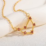 Personalized Dainty Zodiac Star Sign Pendant Necklace with Birthstones Constellation Jewelry Birthday Anniversary Gift for Women