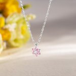 Personalized Dainty Birthstone Petals Flower Pendant Necklace Minimalist Jewelry Birthday Anniversary Gift for Women