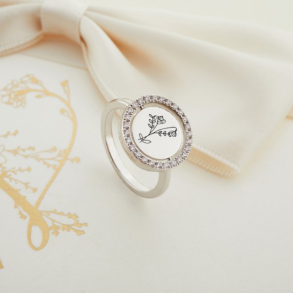 Personalisierte eingraviert 2-5 Geburt Blumen Bouquet Unzip Reversible Ring mit Zirkon geschmückt Muttertag Geburtstag Geschenk für Frauen