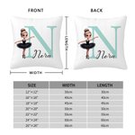 Gepersonaliseerd Betoverend Cartoon Ballet Meisje Zacht Kussenovertrek met Initiaal en Naam Home Decor Verjaardag Housewarming Gift voor Ballerina Dan