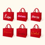 Personalisierte Dolly Curvy Font wiederverwendbare große rote Jute Tasche mit Namen Tote Bag Geburtstag Hochzeit Weihnachten Party Geschenk für Damen