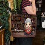Personalizzato personaggio dei cartoni animati donne nome ragazza Tote Bag con bouquet di fiori di nascita regalo di compleanno per gli amanti dei lib