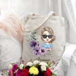 Personalizada Nacimiento Flor Corona Caricatura Personaje Lienzo Bolsa con Nombre Viaje Esenciales Cumpleaños Regalo para Mujer Niña