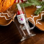 Personalized Christmas Snowman Santa Claus Hot Chocolate Latte Name Glass with Handle Christmas Gift for Family Friend