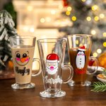 Personalized Christmas Snowman Santa Claus Hot Chocolate Latte Name Glass with Handle Christmas Gift for Family Friend