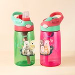 Personalised Cute Family Bear 16 oz Kid Water Bottle with Straw and Spill-Proof Lid Back to School Outdoor Accessories Gift for Boys Girls