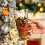 Personalized Christmas Snowman Santa Claus Hot Chocolate Latte Name Glass with Handle Christmas Gift for Family Friend