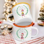 Personalized Cute Cartoon Character 12oz Hot Chocolate Enamel Cup with Name Birthday Christmas Gift for Family Kids