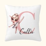 Gepersonaliseerd Betoverend Cartoon Ballet Meisje Zacht Kussenovertrek met Initiaal en Naam Home Decor Verjaardag Housewarming Gift voor Ballerina Dan