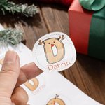 Personalised Santa Coloured Lights Letter Waterproof Stickers Initial Name Labels for DIY Gift Decoration Cute Christmas Festival Party Favors for Kids