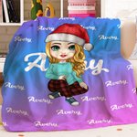 Gorro de Navidad personalizado Personaje de dibujos animados Gradiente Suave manta con nombre Decoración del hogar Regalo de Navidad para niños Famili