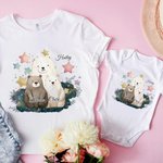 Personalized Cute Family Bear 100% Cotton T-shirt Baby Bodysuit Matching Outfit Mother’s Day Gift for New Mom Baby