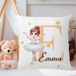 Gepersonaliseerd Betoverend Cartoon Ballet Meisje Zacht Kussenovertrek met Initiaal en Naam Home Decor Verjaardag Housewarming Gift voor Ballerina Dan