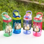 Personalised Cute Family Bear 16 oz Kid Water Bottle with Straw and Spill-Proof Lid Back to School Outdoor Accessories Gift for Boys Girls