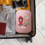 Personalized Cartoon Faux Glitter Christmas Tree Leather Jewellery Box with LED Three-colour Adjustable Makeup Mirror Birthday Gift for Family