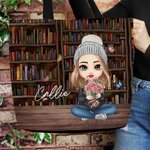 Personalizzato personaggio dei cartoni animati donne nome ragazza Tote Bag con bouquet di fiori di nascita regalo di compleanno per gli amanti dei lib