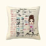 Personalised Retro Date Due Card Library Card Cartoon Character Throw Pillow Cover with Name Birthday Housewarming Gift for Reader Bookworm