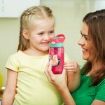 Personalised Cute Family Bear 16 oz Kid Water Bottle with Straw and Spill-Proof Lid Back to School Outdoor Accessories Gift for Boys Girls