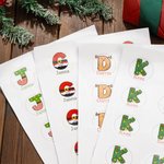 Personalised Santa Coloured Lights Letter Waterproof Stickers Initial Name Labels for DIY Gift Decoration Cute Christmas Festival Party Favors for Kids