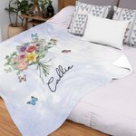 Personnalisé Aquarelle Fleur de naissance Bouquet Papillon Douce Couverture avec Nom Décoration Maison Anniversaire Famille Cadeau pour les Femmes