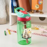 Personalised Cute Family Bear 16 oz Kid Water Bottle with Straw and Spill-Proof Lid Back to School Outdoor Accessories Gift for Boys Girls