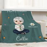 Couverture Douce Personnalisée avec Bouquet de Fleurs de Naissance et 1 à 8 Noms Cadeau d'Anniversaire et de Noël pour Maman Grand-Mère