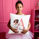 Gepersonaliseerd Betoverend Cartoon Ballet Meisje Zacht Kussenovertrek met Initiaal en Naam Home Decor Verjaardag Housewarming Gift voor Ballerina Dan