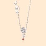 Personalized Vintage Birth Flower Birthstone Necklace with Sideways Name Dainty Jewelry Anniversary Birthday Gift for Women