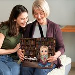 Personalizzato personaggio dei cartoni animati donne nome ragazza Tote Bag con bouquet di fiori di nascita regalo di compleanno per gli amanti dei lib