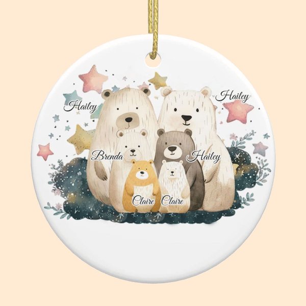 Spersonalizowana ceramiczna ozdoba z imieniem i nazwiskiem 1-8 Star Forest Fairy Family Christmas Tree Decor Holiday Party Gift for Family Kids