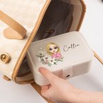 Boîte à bijoux portable personnalisée à deux niveaux avec nom Cadeau d'anniversaire essentiel pour les femmes et les filles