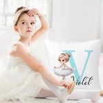 Gepersonaliseerd Betoverend Cartoon Ballet Meisje Zacht Kussenovertrek met Initiaal en Naam Home Decor Verjaardag Housewarming Gift voor Ballerina Dan