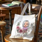 Personalizada Nacimiento Flor Corona Caricatura Personaje Lienzo Bolsa con Nombre Viaje Esenciales Cumpleaños Regalo para Mujer Niña