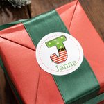 Personalised Santa Coloured Lights Letter Waterproof Stickers Initial Name Labels for DIY Gift Decoration Cute Christmas Festival Party Favors for Kids