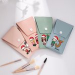 Sac à brosses en cuir avec nom 8 brosses à maquillage Cadeau de Noël pour la famille et les amis