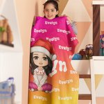 Gorro de Navidad personalizado Personaje de dibujos animados Gradiente Suave manta con nombre Decoración del hogar Regalo de Navidad para niños Famili