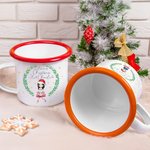 Personalized Cute Cartoon Character 12oz Hot Chocolate Enamel Cup with Name Birthday Christmas Gift for Family Kids