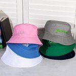 Personalised Multicolour Cotton Bucket Hat with Embroidered Name Beach Party Favor Outdoor Vacation Gift for Family Friends for Adult Toddler
