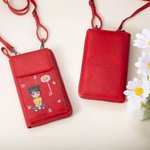 Personalized Cartoon Character Birth Flower Leather Phone Wallet Crossbody Bag with Name Multi-compartment Birthday Holiday Gift for Family Friends