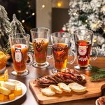 Personalized Christmas Snowman Santa Claus Hot Chocolate Latte Name Glass with Handle Christmas Gift for Family Friend