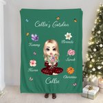 Couverture Douce Personnalisée avec Bouquet de Fleurs de Naissance et 1 à 8 Noms Cadeau d'Anniversaire et de Noël pour Maman Grand-Mère
