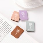 Personalized Line Birth Flower Magnetic Leather Bookmark Clip with Name Reading Stationery Supplies Birthday Book Club Gift for Bookworms