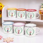 Personalized Cute Cartoon Character 12oz Hot Chocolate Enamel Cup with Name Birthday Christmas Gift for Family Kids