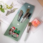 Sac à brosses en cuir avec nom 8 brosses à maquillage Cadeau de Noël pour la famille et les amis