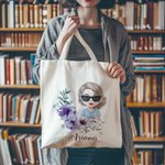 Personalizada Nacimiento Flor Corona Caricatura Personaje Lienzo Bolsa con Nombre Viaje Esenciales Cumpleaños Regalo para Mujer Niña