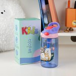Personalised Cute Family Bear 16 oz Kid Water Bottle with Straw and Spill-Proof Lid Back to School Outdoor Accessories Gift for Boys Girls