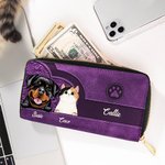 Portefeuille en cuir personnalisé avec 1 à 6 noms et plusieurs compartiments Cadeau d'anniversaire pour les amoureux des animaux de compagnie