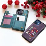 Spersonalizowana postać z kreskówki Choinka Bałwan Imię Etui na telefon z klapką i uchwytem na kartę Blokowanie RFID Prezent świąteczny dla przyjaciela rodziny
