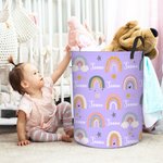 Personalised Boho Rainbow Star Waterproof Laundry Storage Basket with Name and Handle Baby Shower Birthday Gift fot Kids