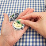 Personalized Birth Flower Round Mini Portable Pill Box with Name and Mirror Birthday Gift for Friends Family